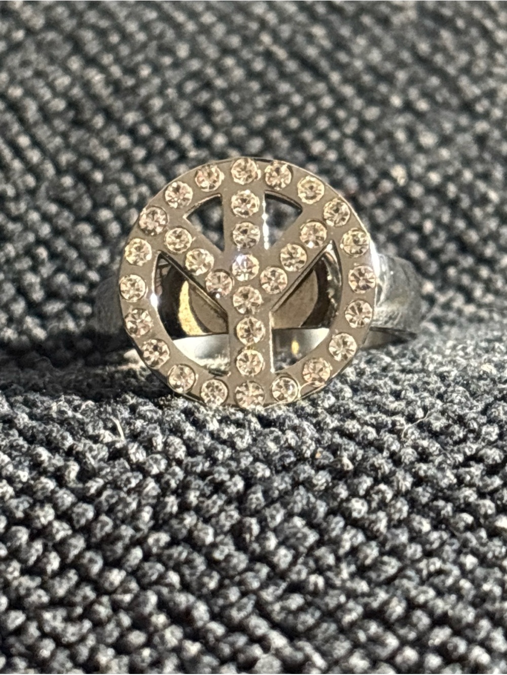 Stainless Steel Peace Sign Ring - Women's Fashion